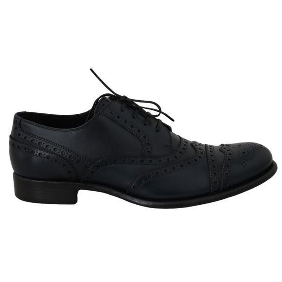 Dolce & Gabbana Dark Blue Leather Wingtip Oxford Dress Men's Shoes